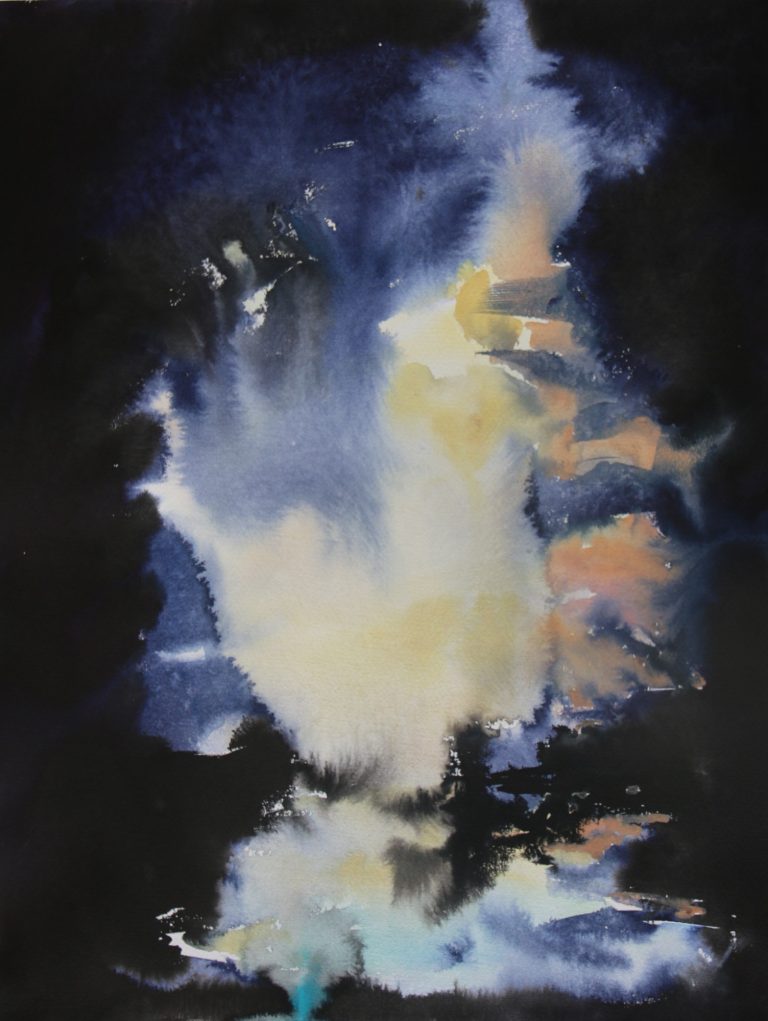 Alles fließt II (2023), Aquarell und Tusche, 60 x 50 cm