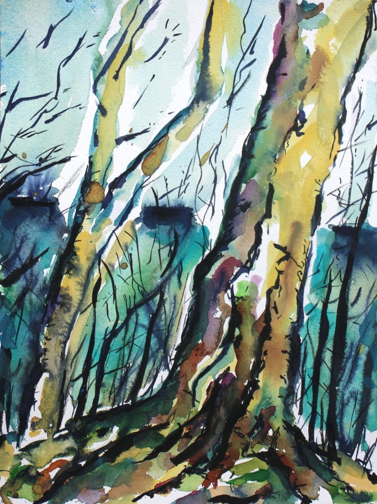 Piratenschlucht (2023), Aquarell und Tusche, 32 x 24 cm