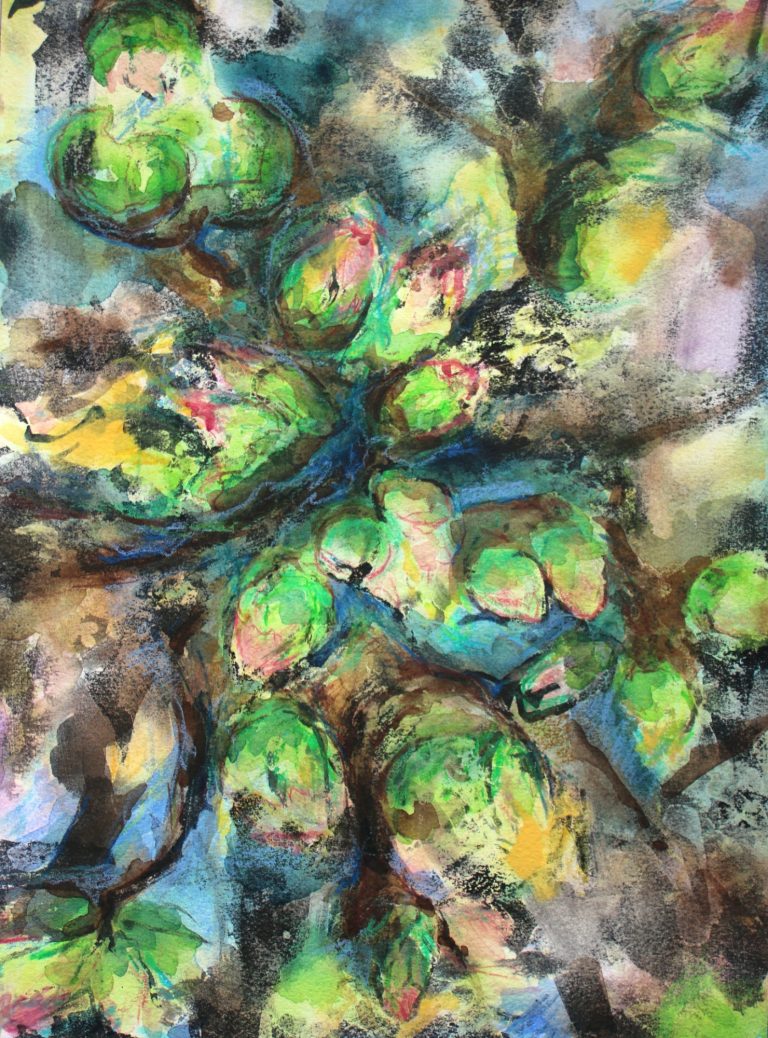 Power III (2026), Aquarell, Tusche, Buntstift, 40 x 30 cm