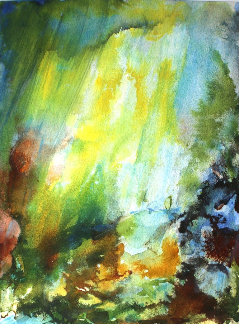 Vorfrühling (2025), Aquarell und Tusche, 32 x 24 cm