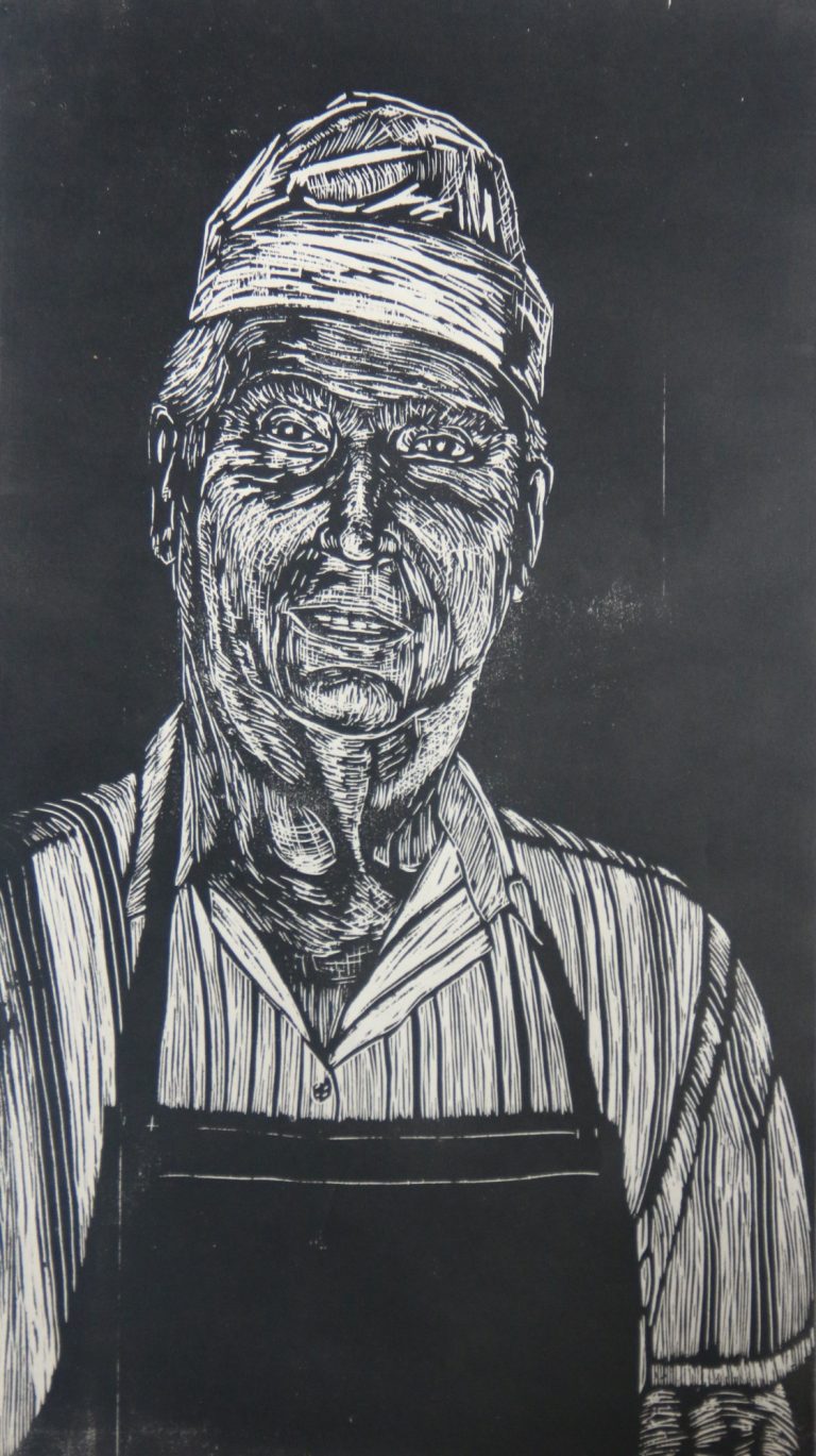 Heinz Heydenreich (2022), Holzschnitt, 39 x 22 cm