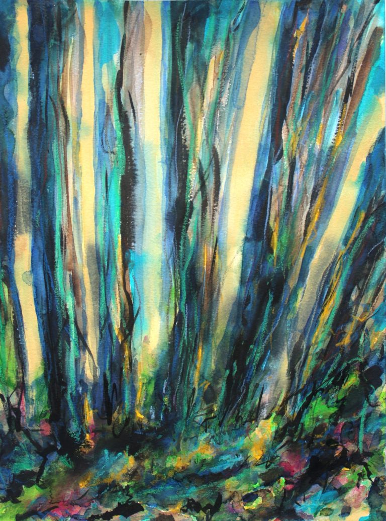 Power II (2026), Aquarell, Tusche, Buntstift, 40 x 30 cm