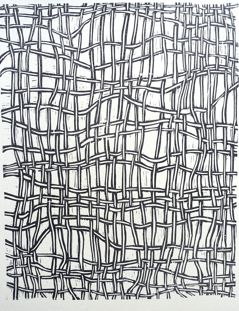 Verwoben III (2014), Holzschnitt, 24 x 19 cm